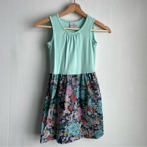 Hannah Andersson tank dress sleeveless floral print bottom pockets sz 130/ sz 8